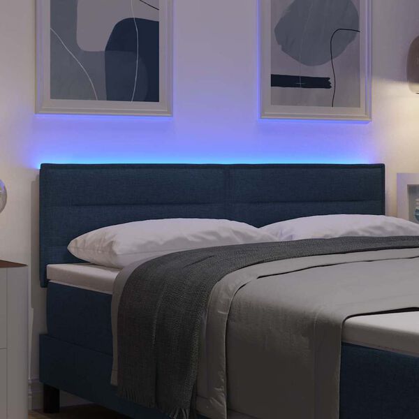 vidaXL T&ecirc;te de lit LED avec des lumi&egrave;res &agrave; LED Bleu 160 cm Polyester