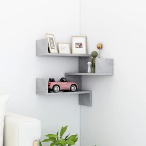 vidaXL &Eacute;tag&egrave;re murale d'angle Gris b&eacute;ton 40x40x50 cm Bois d&rsquo;ing&eacute;nierie
