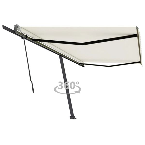 vidaXL Auvent manuel r&eacute;tractable sur pied 500x300 cm Cr&egrave;me