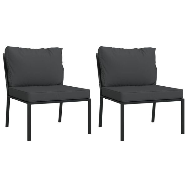 vidaXL Salon de jardin 5 pcs avec coussins gris acier