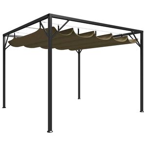 vidaXL Chapiteau de jardin avec auvent r&eacute;tractable 3x3m Taupe 180 g/m&sup2;