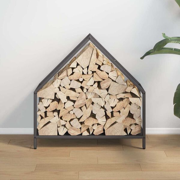 vidaXL Portant de bois chauffage noir 60x25x60 cm