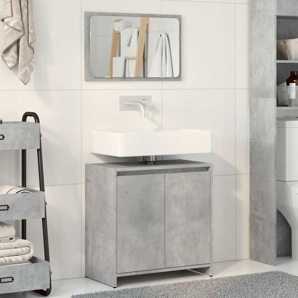 vidaXL Ensemble de meubles de salle de bain 2 pcs gris béton