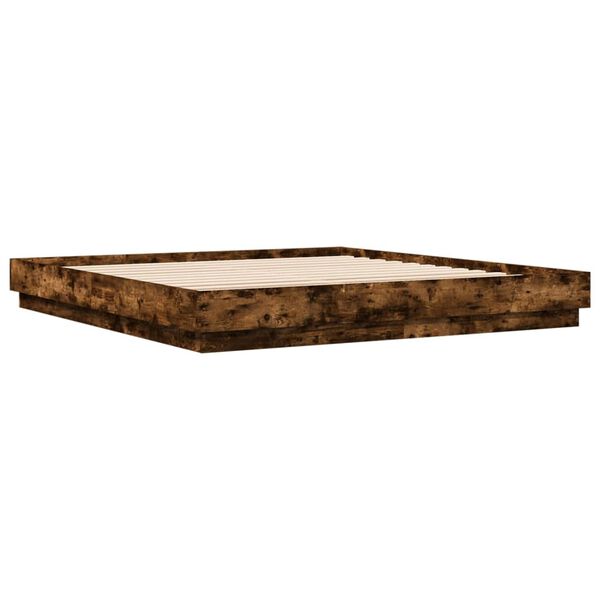 vidaXL Cadre de lit sans matelas ch&ecirc;ne fum&eacute; 200x200 cm
