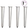 vidaXL Pieds en &eacute;pingle &agrave; cheveux pour consoles, lot de 4, acier naturel, 72 cm, acier massif