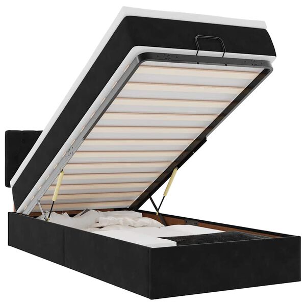 vidaXL Lit ottoman avec matelas et LED noir 80x200cm velours