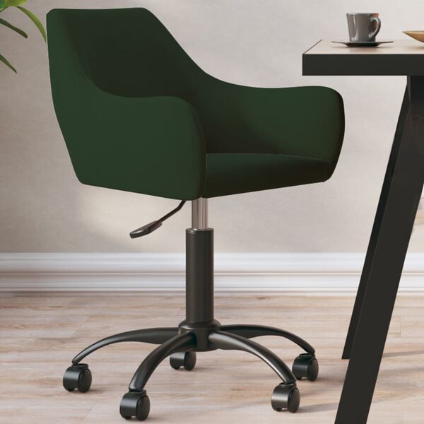 vidaXL Chaise pivotante de salle &agrave; manger Vert fonc&eacute; Velours