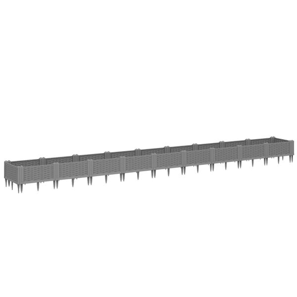 vidaXL Jardini&egrave;re avec piquets gris clair 362,5x42,5x28,5 cm PP