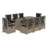 vidaXL Ensemble &agrave; manger de jardin et coussins 9 pcs gris clair rotin