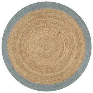 vidaXL Tapis fait &agrave; la main Jute avec bord vert olive 150 cm