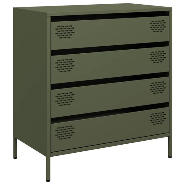 vidaXL Buffet vert olive 68x39x73,5 cm acier lamin&eacute; &agrave; froid