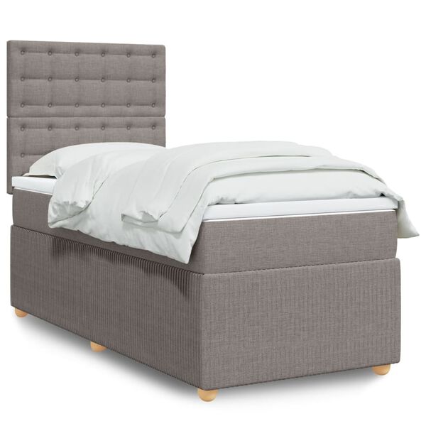 vidaXL Sommier &agrave; lattes de lit avec matelas Taupe 80x200 cm Tissu