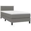 vidaXL Sommier &agrave; lattes de lit avec matelas et LED Gris fonc&eacute; 90x200cm