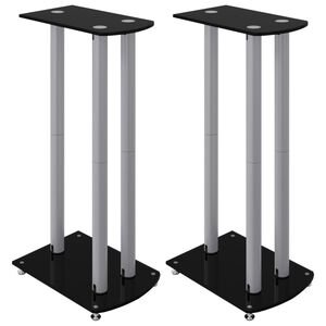 vidaXL Supports de haut-parleurs 2 pcs noir/argent&eacute; 3 piliers
