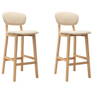 vidaXL Tabourets de bar lot de 2 cr&egrave;me tissu