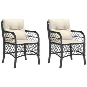 vidaXL Chaises de jardin avec coussins lot de 2 noir r&eacute;sine tress&eacute;e