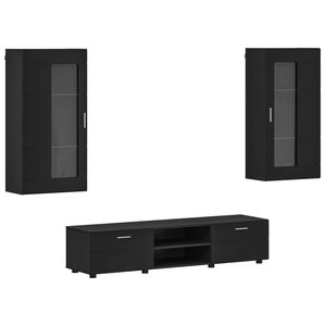vidaXL Ensemble meuble TV FLORIN 3 pc Noir Bois d'ing&eacute;nierie