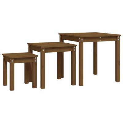 vidaXL Tables gigognes 3 pcs Marron miel Bois de pin massif