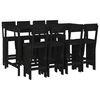 vidaXL Ensemble de bar de jardin 9 pcs noir bois de pin massif