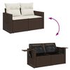vidaXL Salon de jardin avec coussins 5 pcs marron résine tressée