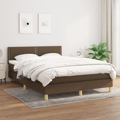 vidaXL Sommier à lattes de lit avec matelas Marron foncé 140x200 cm