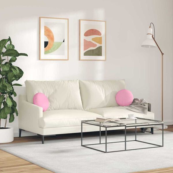 vidaXL Coussins de si&egrave;ge 2 pcs Rose &Oslash;30 x 13 cm tissu