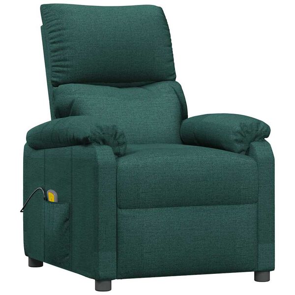 vidaXL Fauteuil de massage Vert foncé Tissu