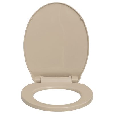 vidaXL Siège de toilette à fermeture en douceur Beige Ovale