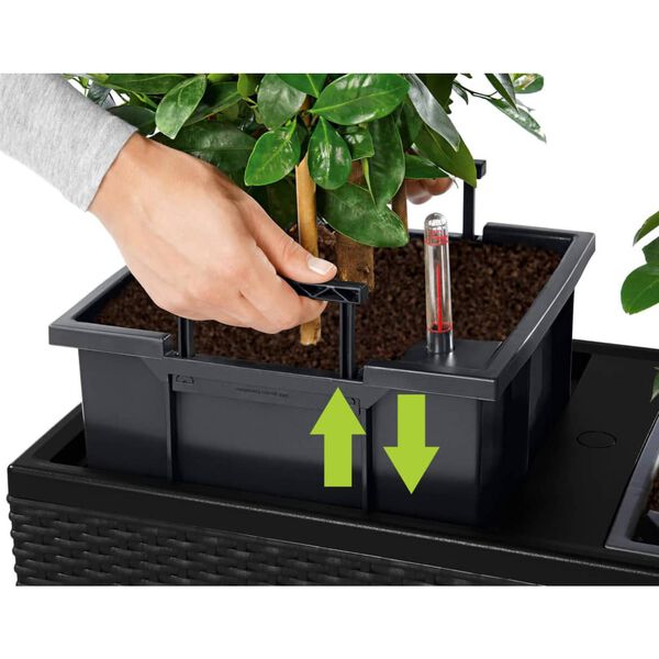 LECHUZA Jardini&egrave;re TRIO Stone 30 ALL-IN-ONE Noir graphite
