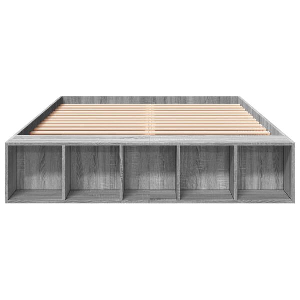 vidaXL Cadre de lit sans matelas sonoma gris 150x200 cm