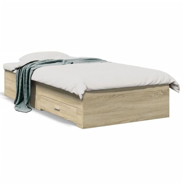 vidaXL Cadre de lit avec tiroirs sans matelas ch&ecirc;ne sonoma 90x200 cm