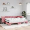 vidaXL Lit de jour avec gigogne et matelas rose 90x200 cm velours