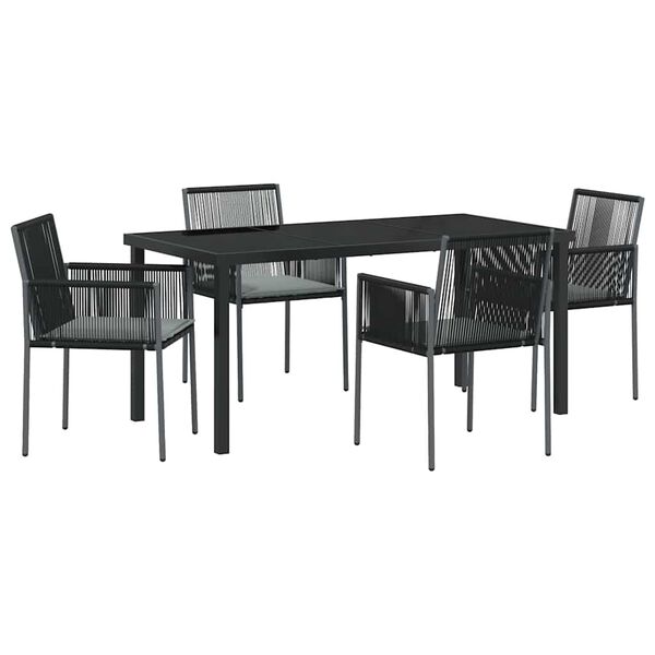 vidaXL Ensemble de salle &agrave; manger pour jardin 5 pcs Noir Rotin PE