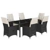 vidaXL Ensemble &agrave; manger de jardin coussins 7pcs Noir R&eacute;sine tress&eacute;e