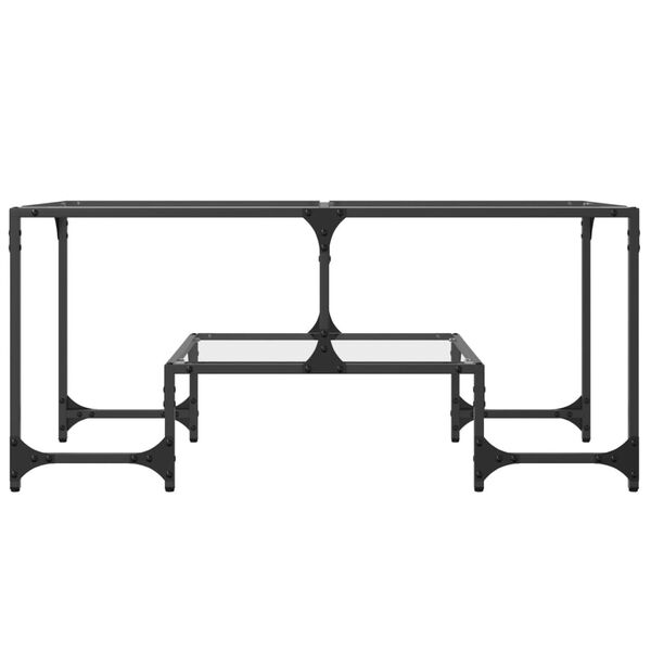 vidaXL Table basse avec dessus en verre transparent 98,5x50x45cm acier