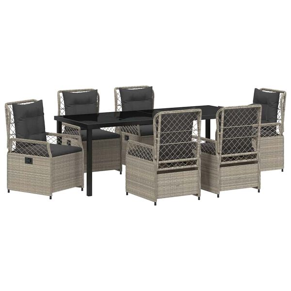 vidaXL Ensemble de salle &agrave; manger pour jardin 7 pcs Gris clair