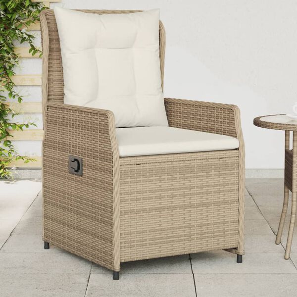 vidaXL Chaises inclinables de jardin lot de 2 beige r&eacute;sine tress&eacute;e