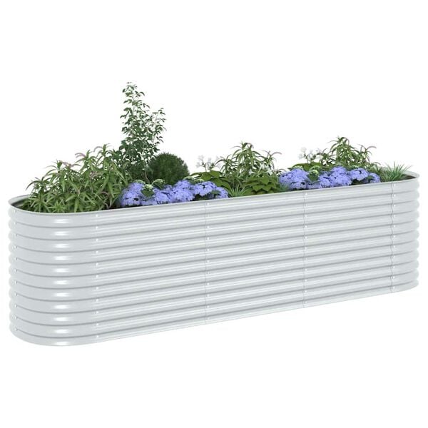 vidaXL Lit sur&eacute;lev&eacute; de jardin 320x80x81 cm Acier galvanis&eacute; Argent&eacute;
