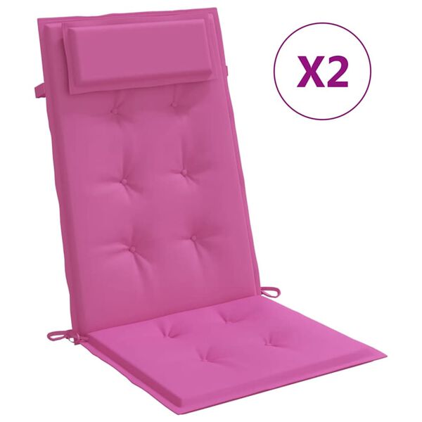 vidaXL Coussins de chaise &agrave; dossier haut lot de 2 rose tissu oxford
