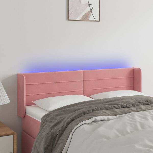 vidaXL T&ecirc;te de lit &agrave; LED Rose 147x16x78/88 cm Velours