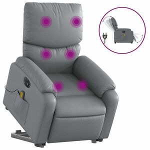 vidaXL Fauteuil inclinable de massage &eacute;lectrique gris similicuir