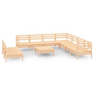 vidaXL Salon de jardin 10 pcs Bois de pin massif