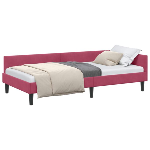 vidaXL Cadre de lit d'angle avec t&ecirc;te de lit Bordeaux 90 cm x 190 cm