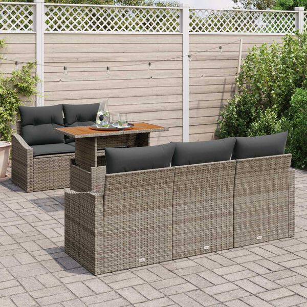 vidaXL Ensemble de canap&eacute; de jardin 6 pcs Gris Poly rotin