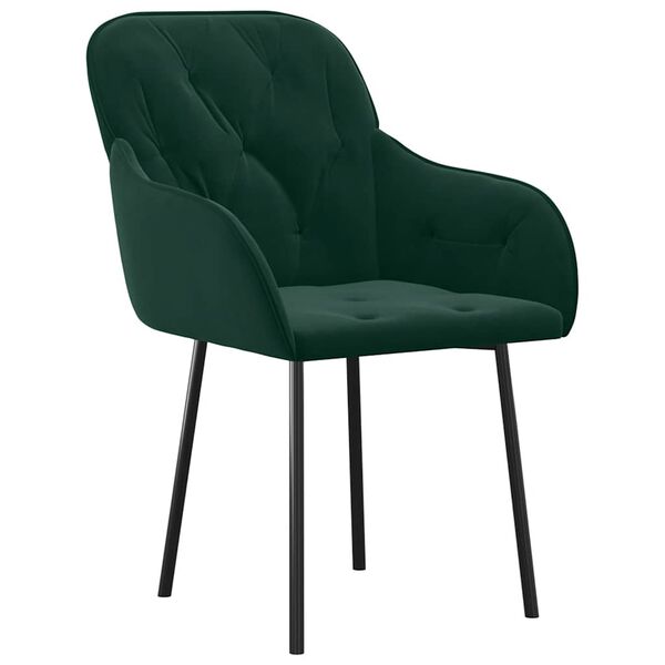 vidaXL Chaises &agrave; manger lot de 2 Vert fonc&eacute; Velours