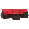 vidaXL Ensemble de canap&eacute; de jardin 6 pcs avec coussins marron r&eacute;sine tress&eacute;e
