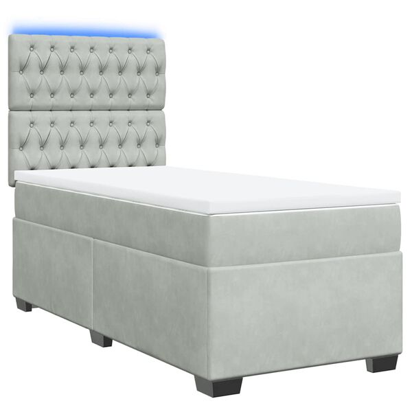 vidaXL Sommier &agrave; lattes de lit et matelas Gris clair 90x190 cm Velours
