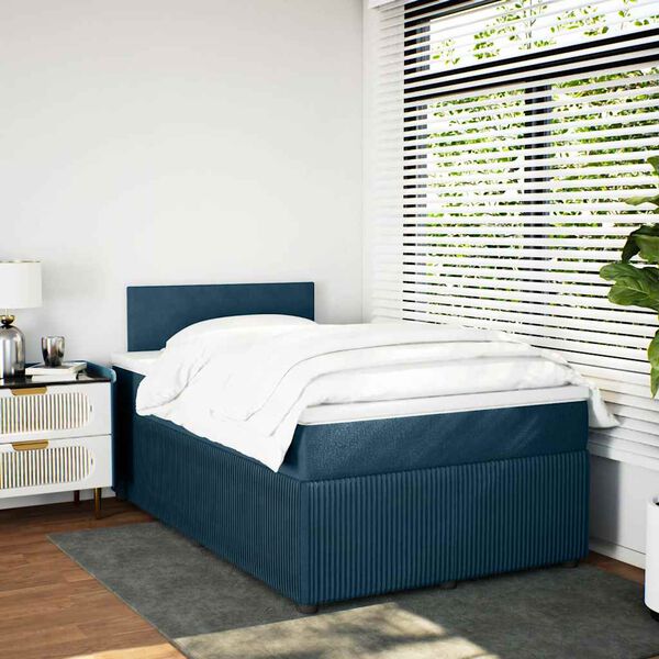 vidaXL Sommier &agrave; lattes de lit et matelas bleu 120x200 cm velours