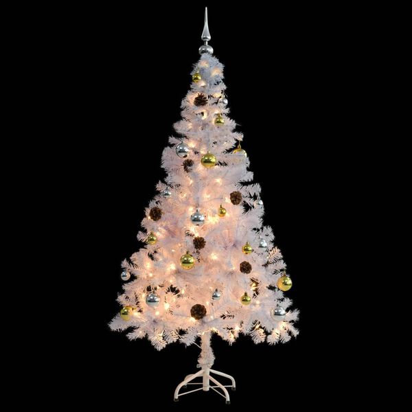 vidaXL Arbre de Noël artificiel pré-éclairé avec boules blanc 150 cm