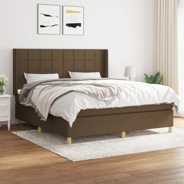 vidaXL Sommier &agrave; lattes de lit avec matelas Marron fonc&eacute; 180x200 cm
